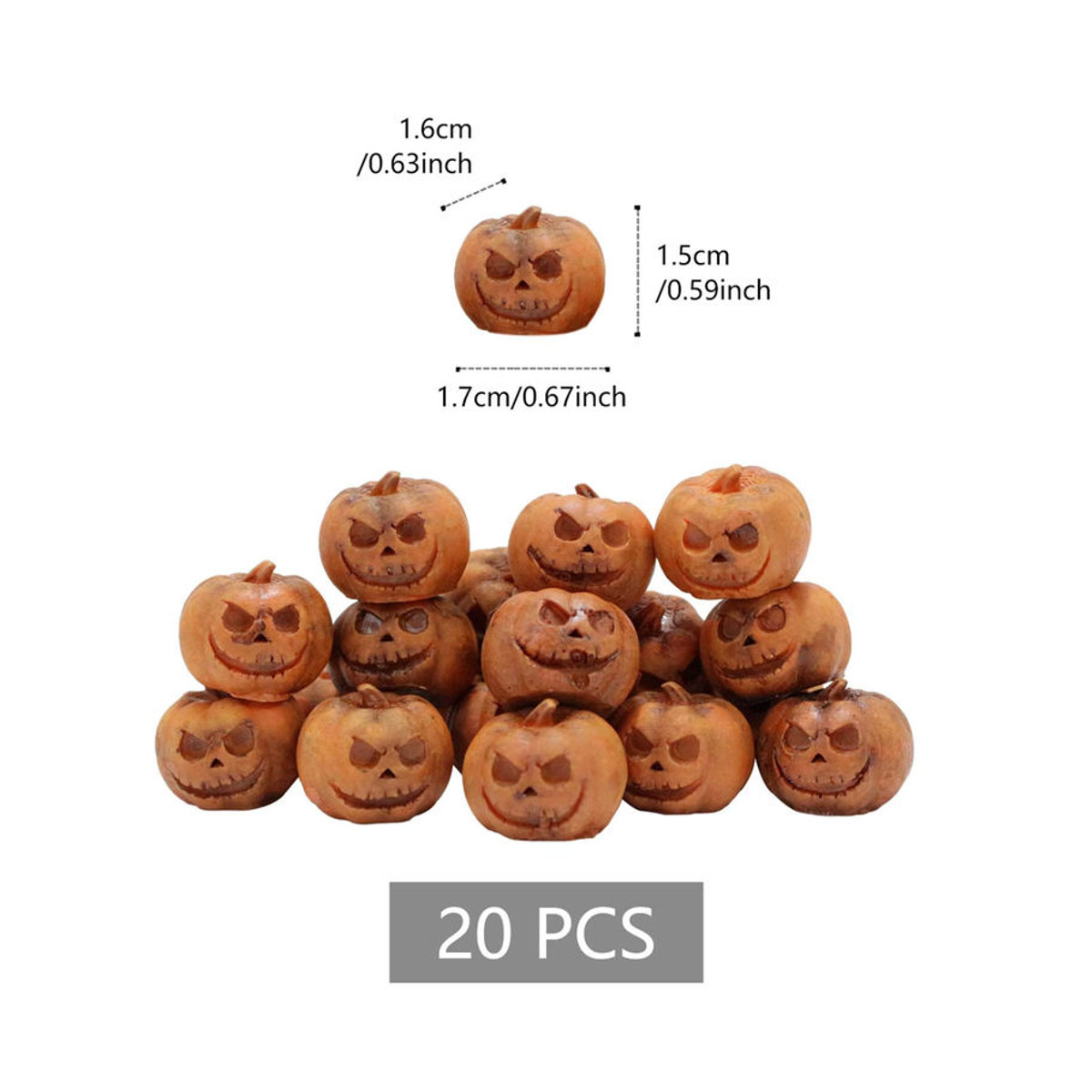 20 Stück homyl Halloween Kürbis Figuren aus Kunstharz in Orange zur Dekoration für Feengärten und Wohnzimmer - Bild 4