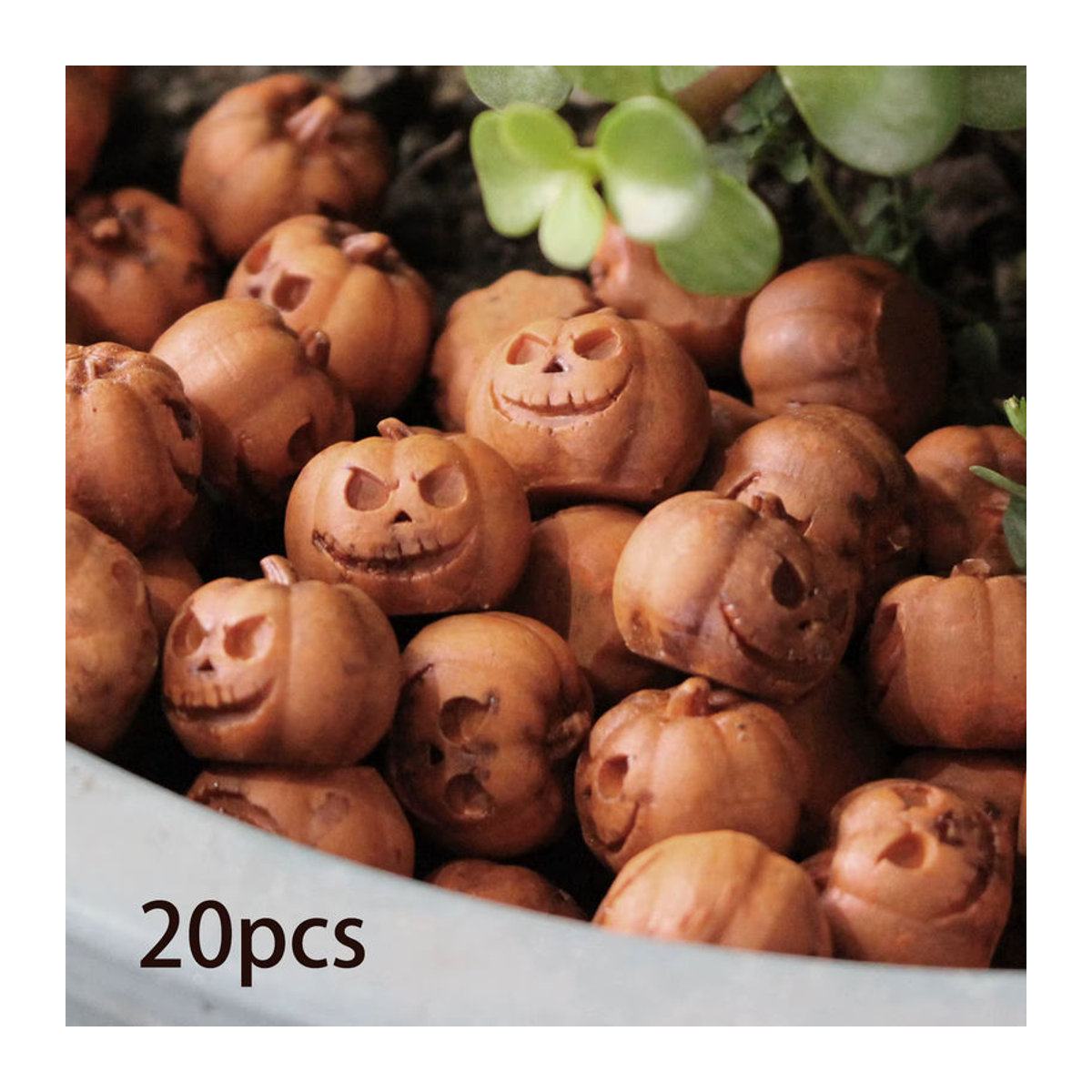 20 Stück homyl Halloween Kürbis Figuren aus Kunstharz in Orange zur Dekoration für Feengärten und Wohnzimmer - Bild 5