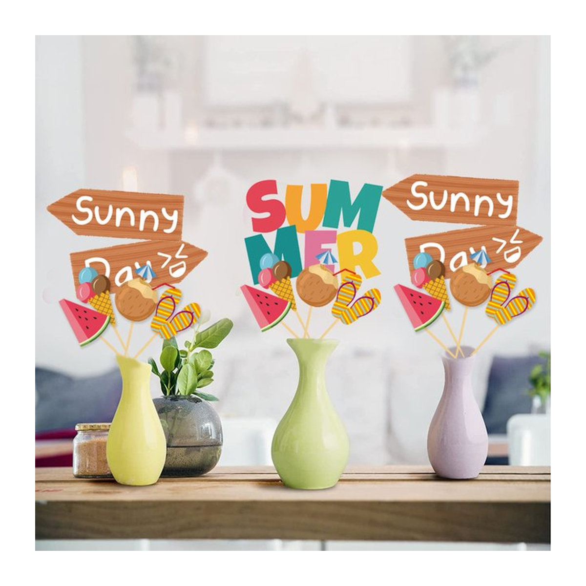20 Stück joy-enlife Sommer-Mittelstückstäbchen aus Papier in mehrfarbig gestreiftem Design für deine hawaiianische Party oder deinen Geburtstag - Bild 1