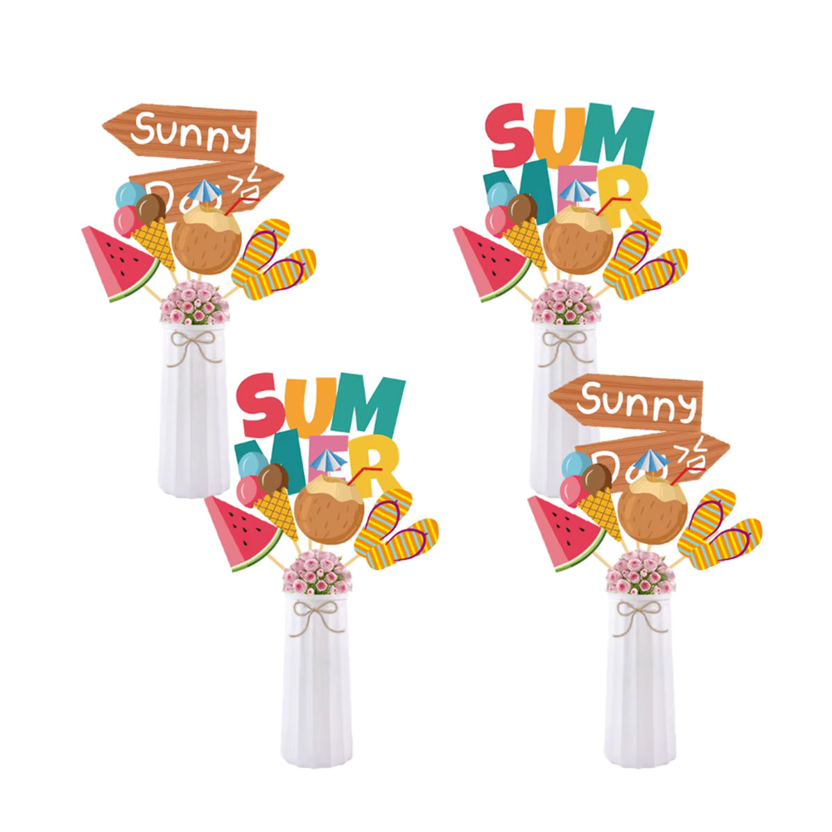20 Stück joy-enlife Sommer-Mittelstückstäbchen aus Papier in mehrfarbig gestreiftem Design für deine hawaiianische Party oder deinen Geburtstag - Bild 3