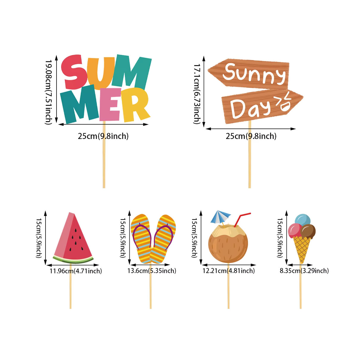 20 Stück joy-enlife Sommer-Mittelstückstäbchen aus Papier in mehrfarbig gestreiftem Design für deine hawaiianische Party oder deinen Geburtstag - Bild 4