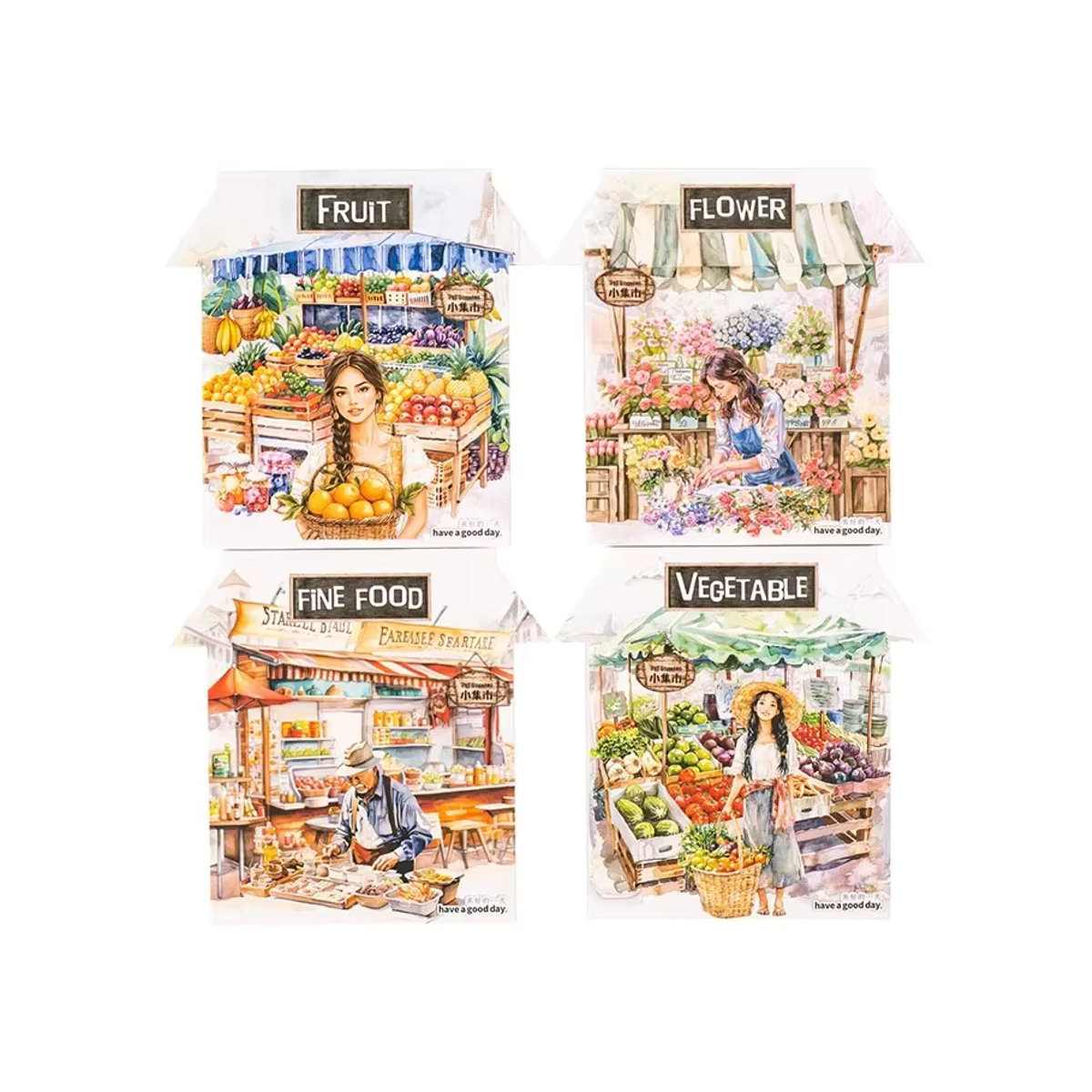 20 Stück Leaffei Snack-Basar Straßenbild Aufkleber im Vintage-Stil, mehrfarbige Landschaftsbau-Collage für dein Sammelalbum, B: 13,7 cm, H: 11,8 cm - Bild 3