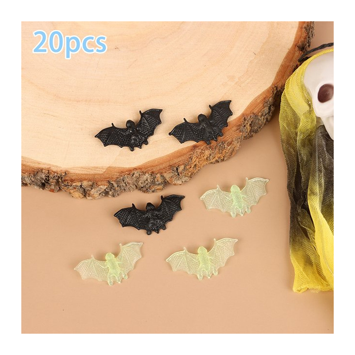 20 Stück leuchtende Fledermaus-Halloween-Dekoration aus Kunststoff in Schwarz von WHPHous - Bild 1