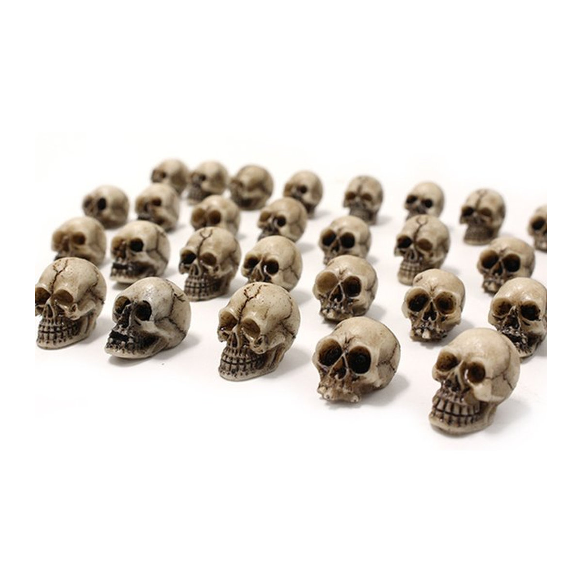 20 Stück Mini-Schädelköpfe von APWIKOGER aus Kunstharz in Grau und Beige zur Dekoration für Halloween, Garten und Topfpflanzen - Bild 1
