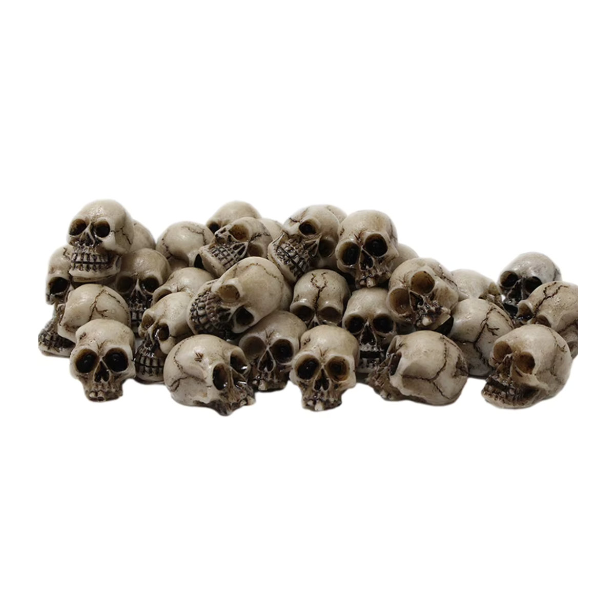 20 Stück Mini-Schädelköpfe von APWIKOGER aus Kunstharz in Grau und Beige zur Dekoration für Halloween, Garten und Topfpflanzen - Bild 2