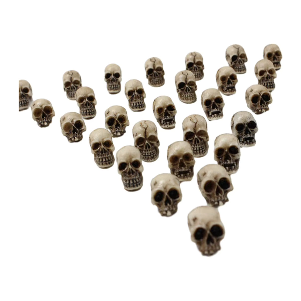 20 Stück Mini-Schädelköpfe von APWIKOGER aus Kunstharz in Grau und Beige zur Dekoration für Halloween, Garten und Topfpflanzen - Bild 3