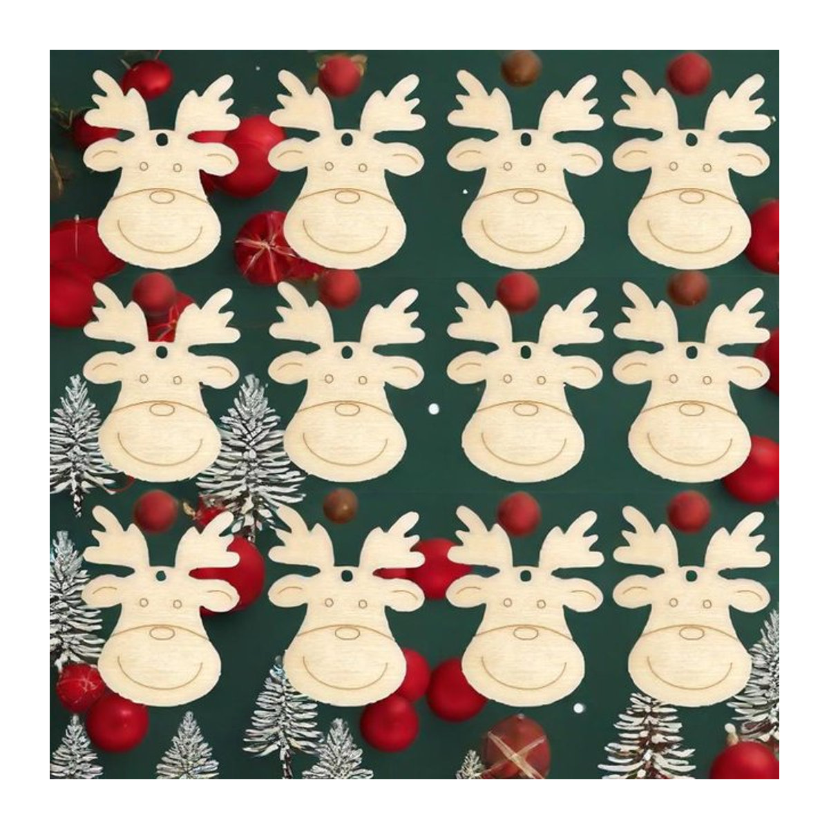 20 Stück rustikale Rentier-Hängeornamente aus Holz in Braun und Beige für deine Weihnachtsdekoration und DIY-Handwerksprojekte - Bild 1