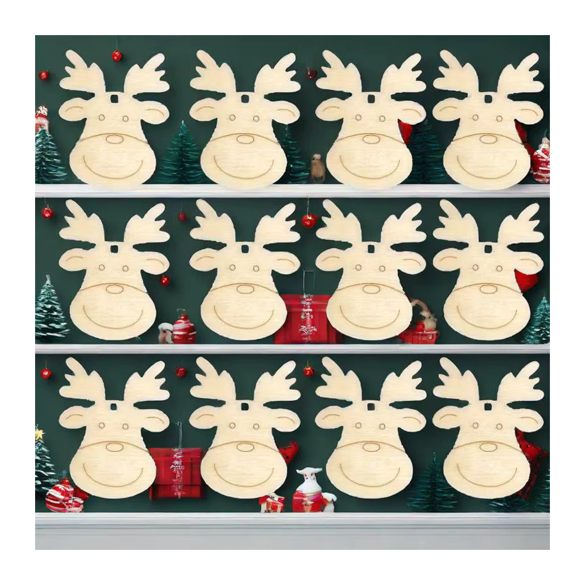 20 Stück rustikale Rentier-Hängeornamente aus Holz in Braun und Beige für deine Weihnachtsdekoration und DIY-Handwerksprojekte - Bild 3