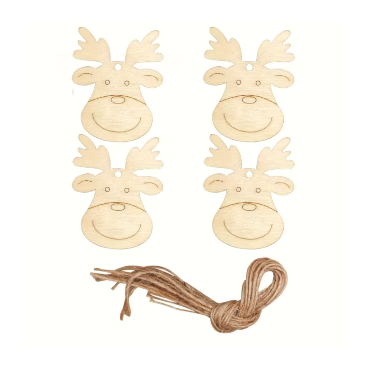 20 Stück rustikale Rentier-Hängeornamente aus Holz in Braun und Beige für deine Weihnachtsdekoration und DIY-Handwerksprojekte - Bild 4