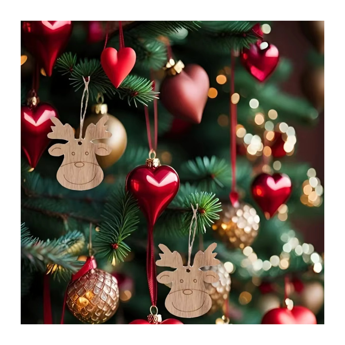 20 Stück rustikale Rentier-Hängeornamente aus Holz in Braun und Beige für deine Weihnachtsdekoration und DIY-Handwerksprojekte - Bild 5