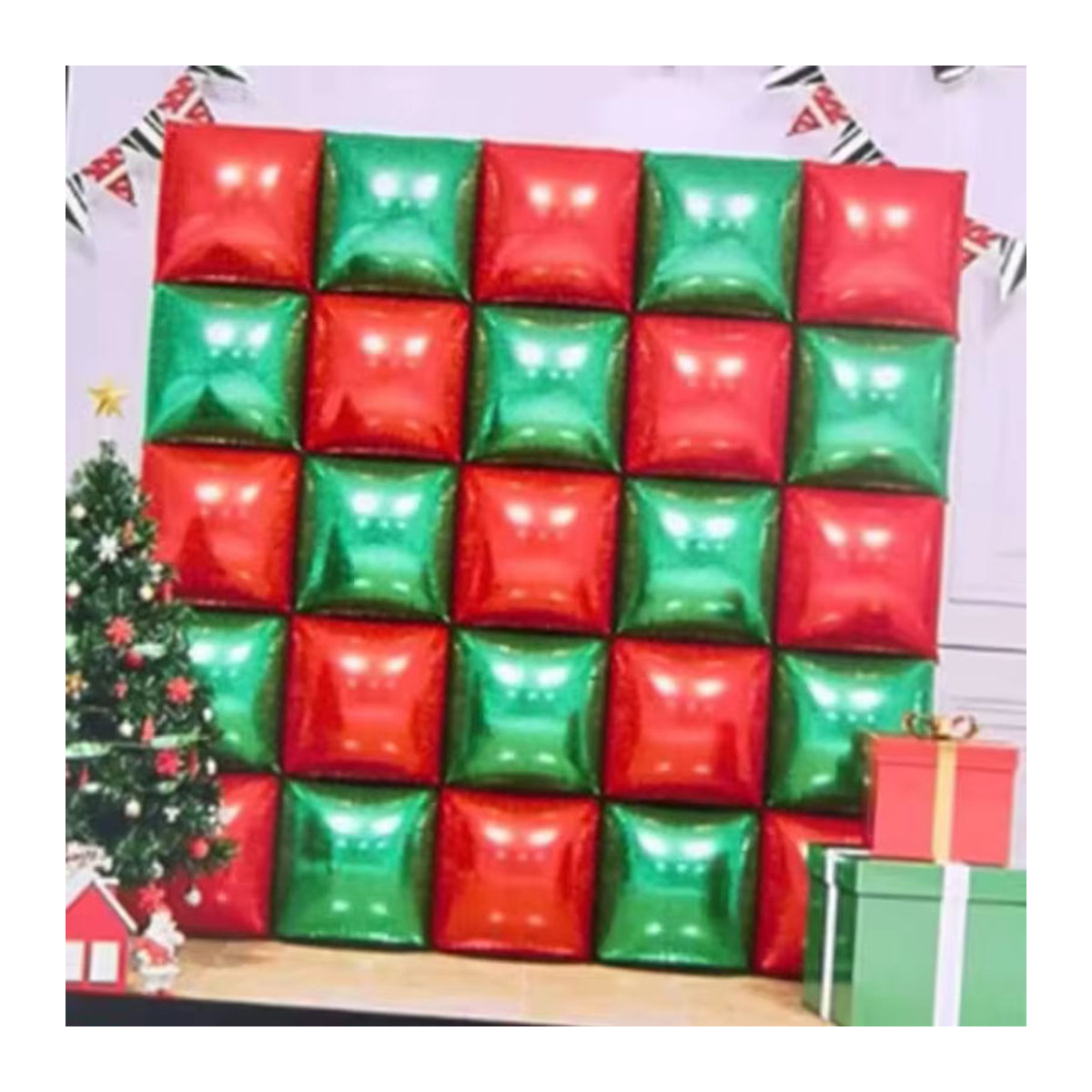 20 Stück YAYB Folienballons in Rot und Grün, quadratisch, 18 Zoll (45,72 cm) für deine Weihnachtsdekoration - Bild 2