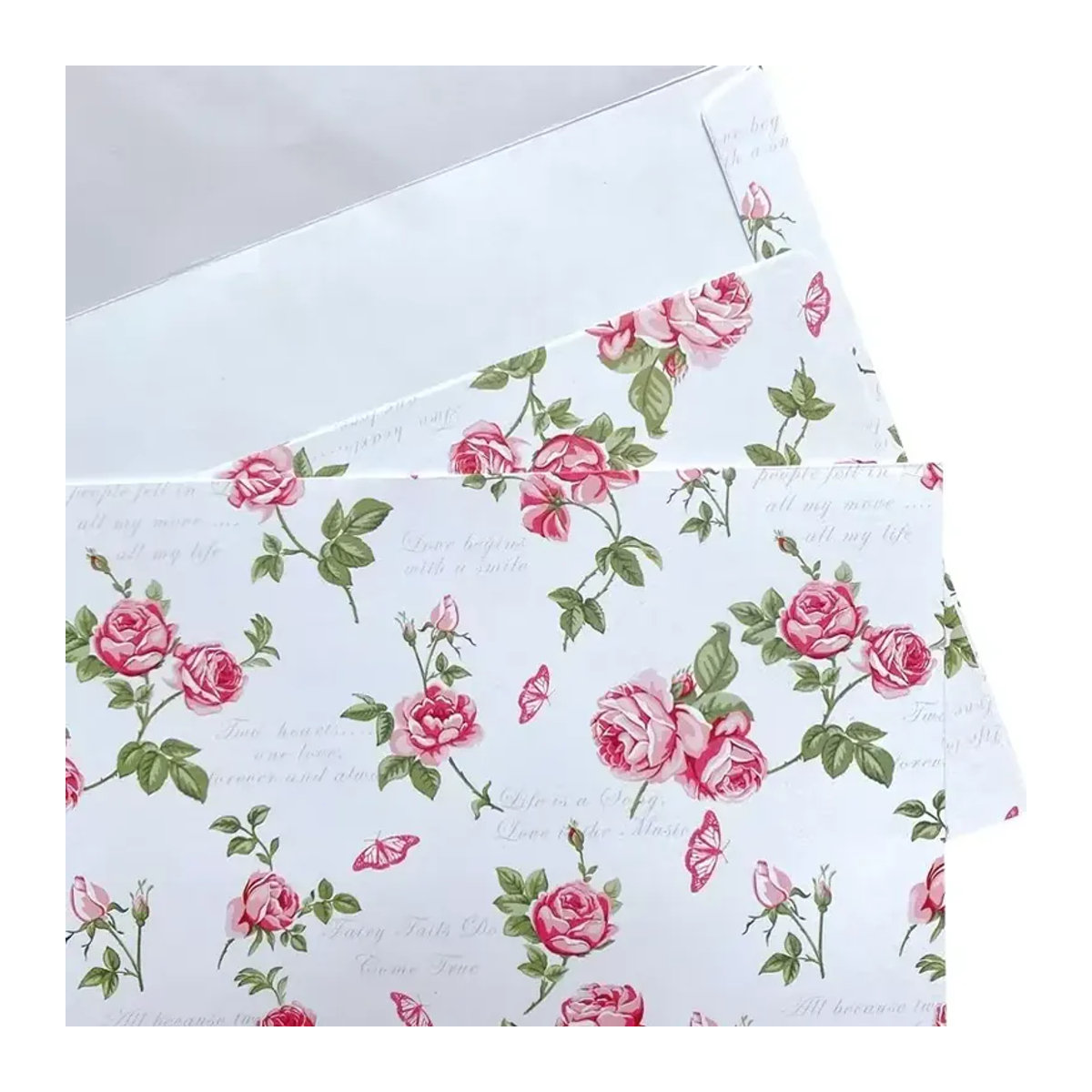 20 Stück YCDBTH Briefumschläge im Landhausstil mit floralem Gartenrosenmotiv aus weißem Papier, B/H: 12,5 x 17,5 cm - Bild 2