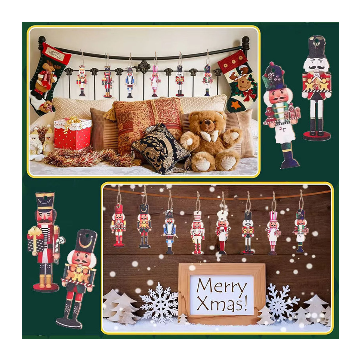 20 Stück ZQNYCY Nussknacker Holz Anhänger als weihnachtliche Hängeornamente in mehrfarbigem Design - Bild 3