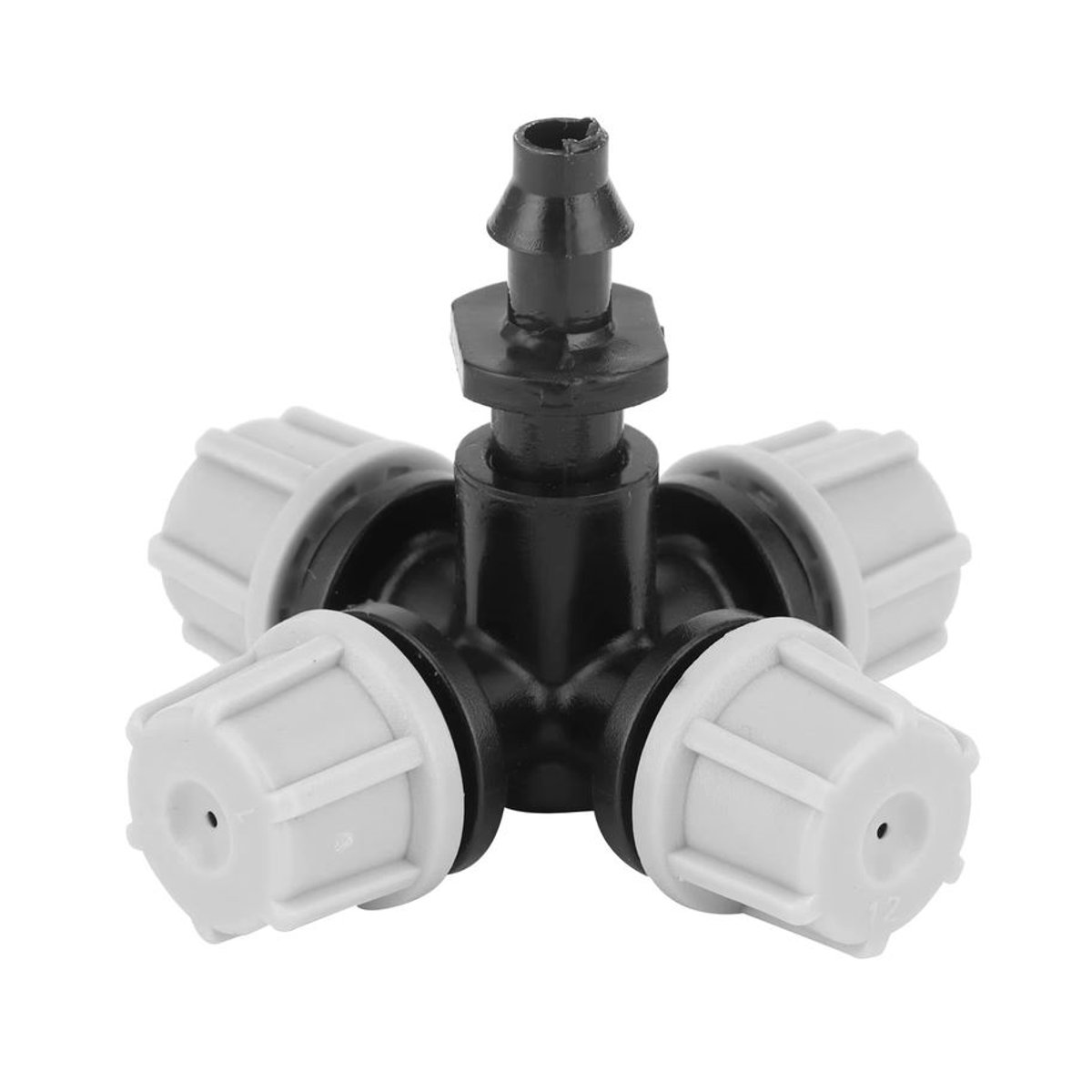 20-teiliges Set Kreuzversnebelsprinkler mit Widerhakenanschluss aus Kunststoff in Schwarz/Weiß für Garten, Rasen und Gewächshäuser - Bild 3