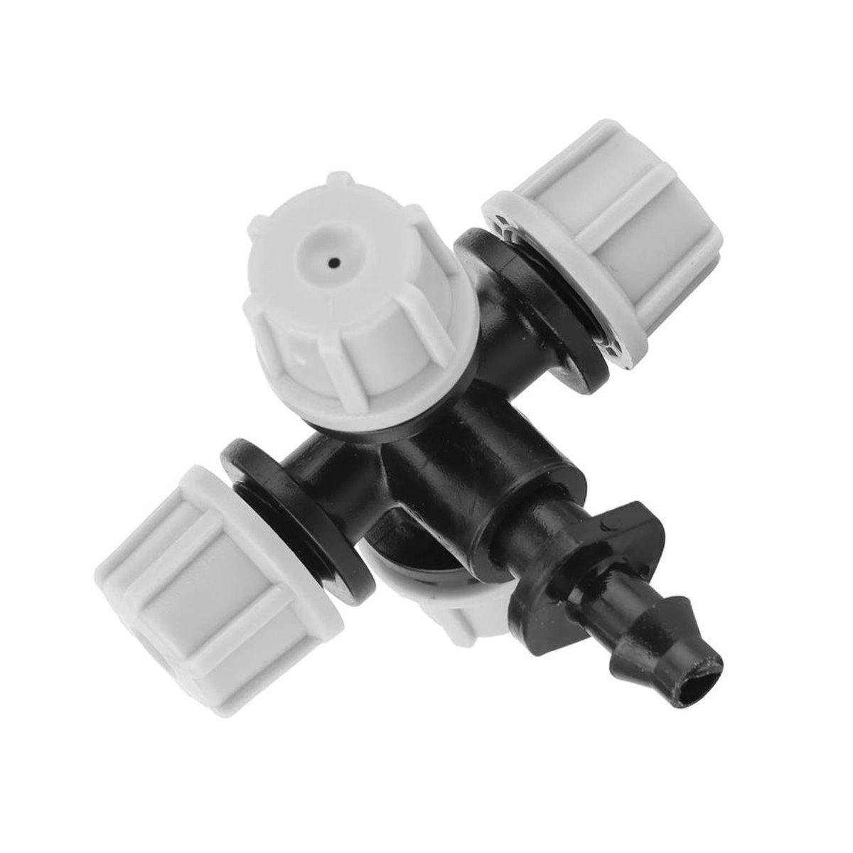 20-teiliges Set Kreuzversnebelsprinkler mit Widerhakenanschluss aus Kunststoff in Schwarz/Weiß für Garten, Rasen und Gewächshäuser - Bild 4