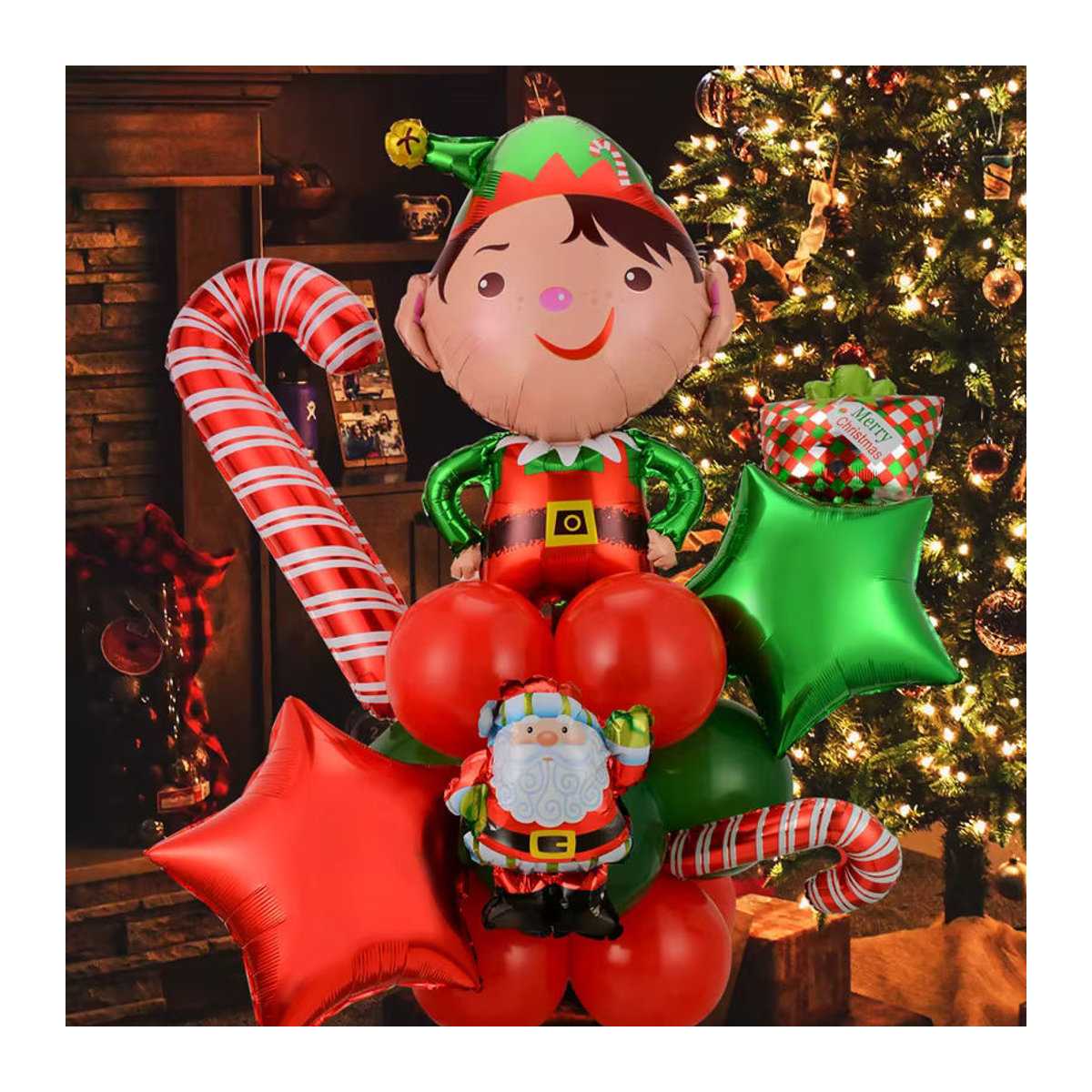 20-teiliges Set Weihnachtsmann Luftballon-Dekoration mit Candy Cane Motiven in Mehrfarbig, stehend, aus Kunststoff für deine Weihnachtsfeier - Bild 1