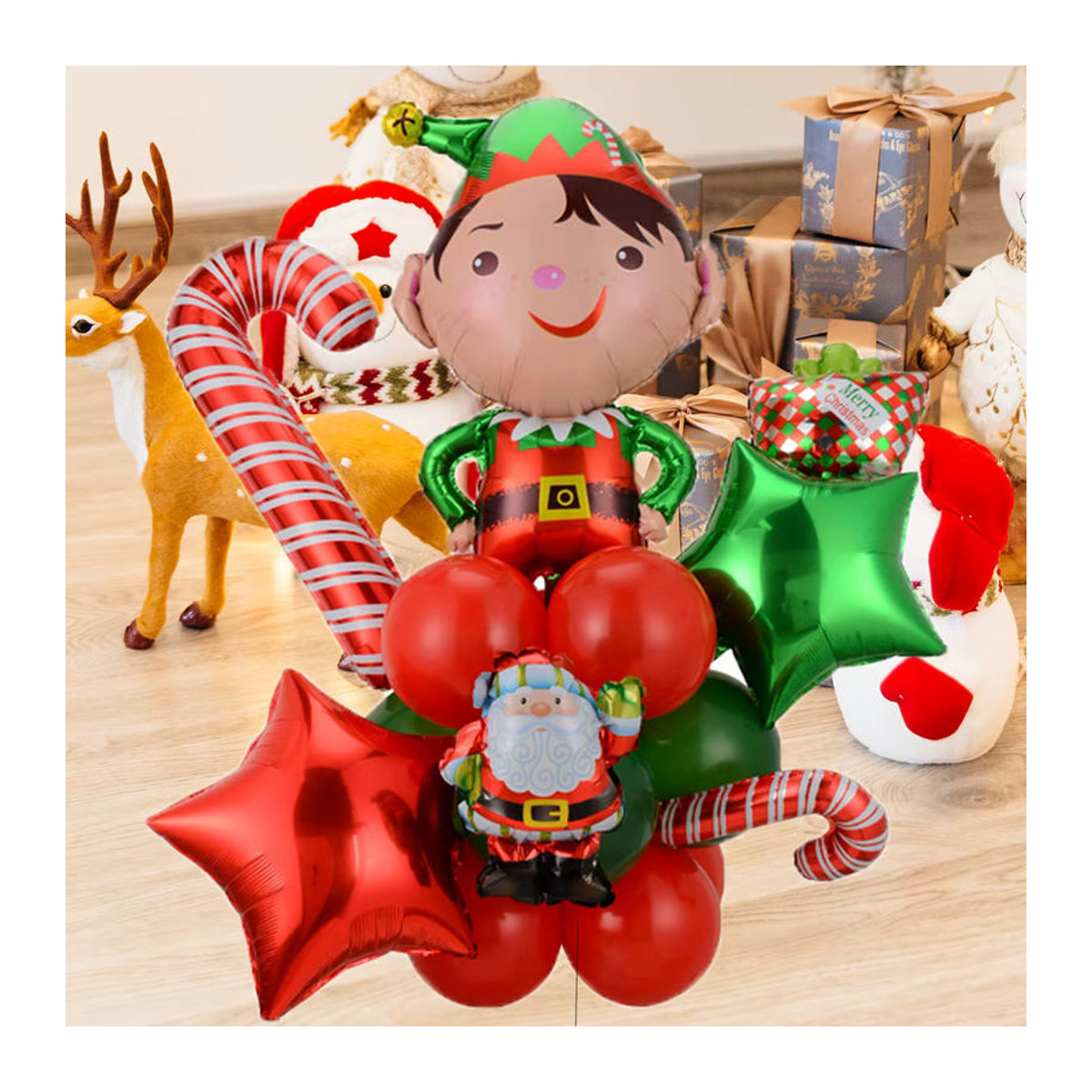 20-teiliges Set Weihnachtsmann Luftballon-Dekoration mit Candy Cane Motiven in Mehrfarbig, stehend, aus Kunststoff für deine Weihnachtsfeier - Bild 2
