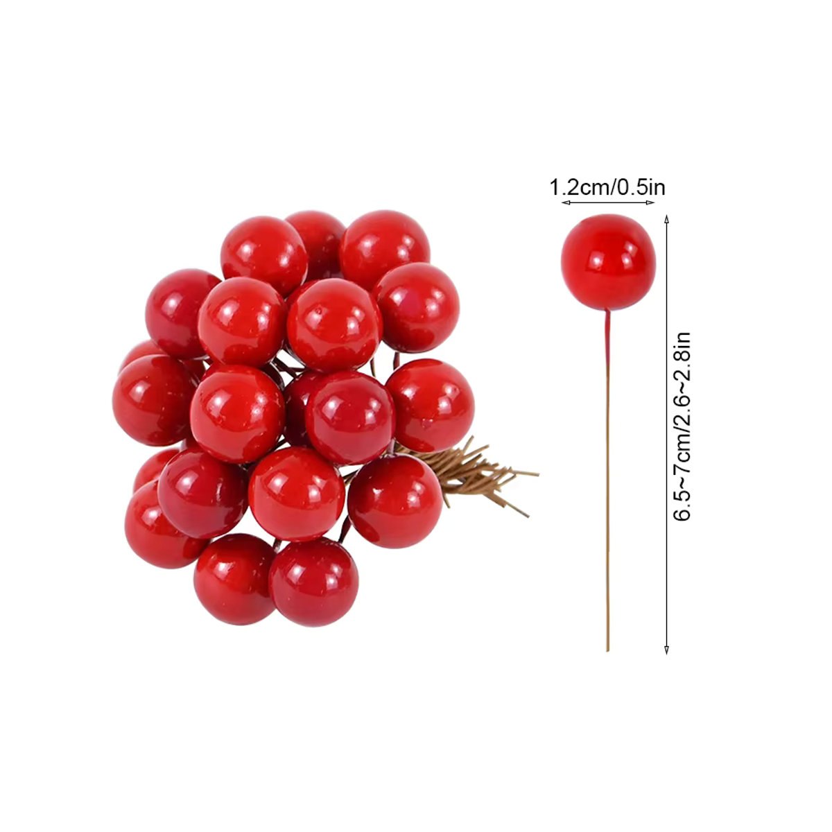 200 Stück CYZIWEIN Künstliche Perlen-Staubblätter in Rot als Mini-Beeren für DIY Weihnachts- und Hochzeitsdekoration - Bild 3