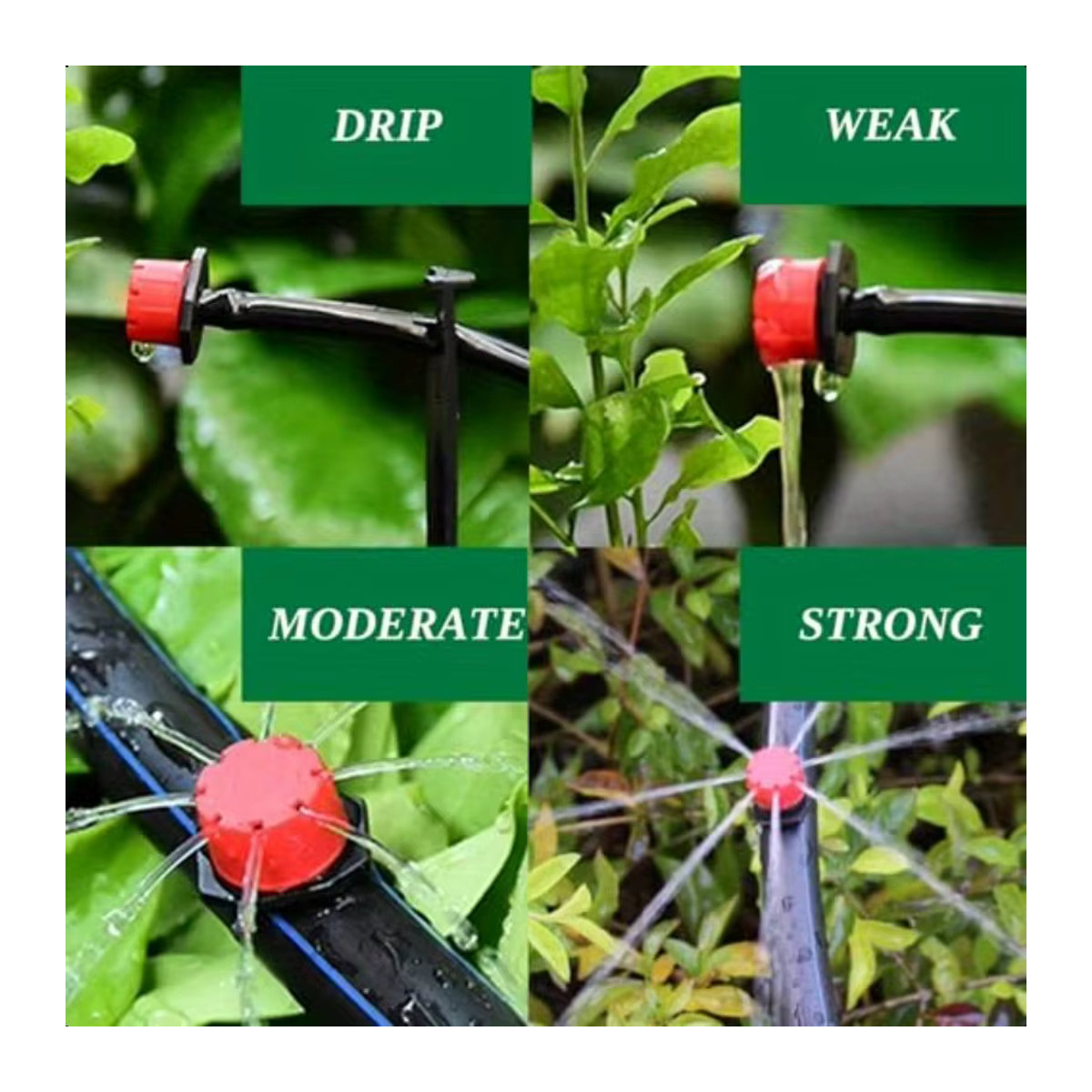 200 Stück Mikro-Sprinkler und Bewässerungstropfer in Rot, 1/4 Zoll Emitter mit 360 Grad Einstellbarkeit und 8-Sprühloch-Durchflussregelung für deinen Garten - Bild 3