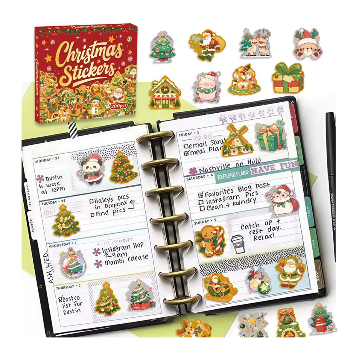 204-teiliges Weihnachtsaufkleber-Set von BulingBulingStickers Store in Mehrfarbig für Dekoration und Geschenke - Bild 5