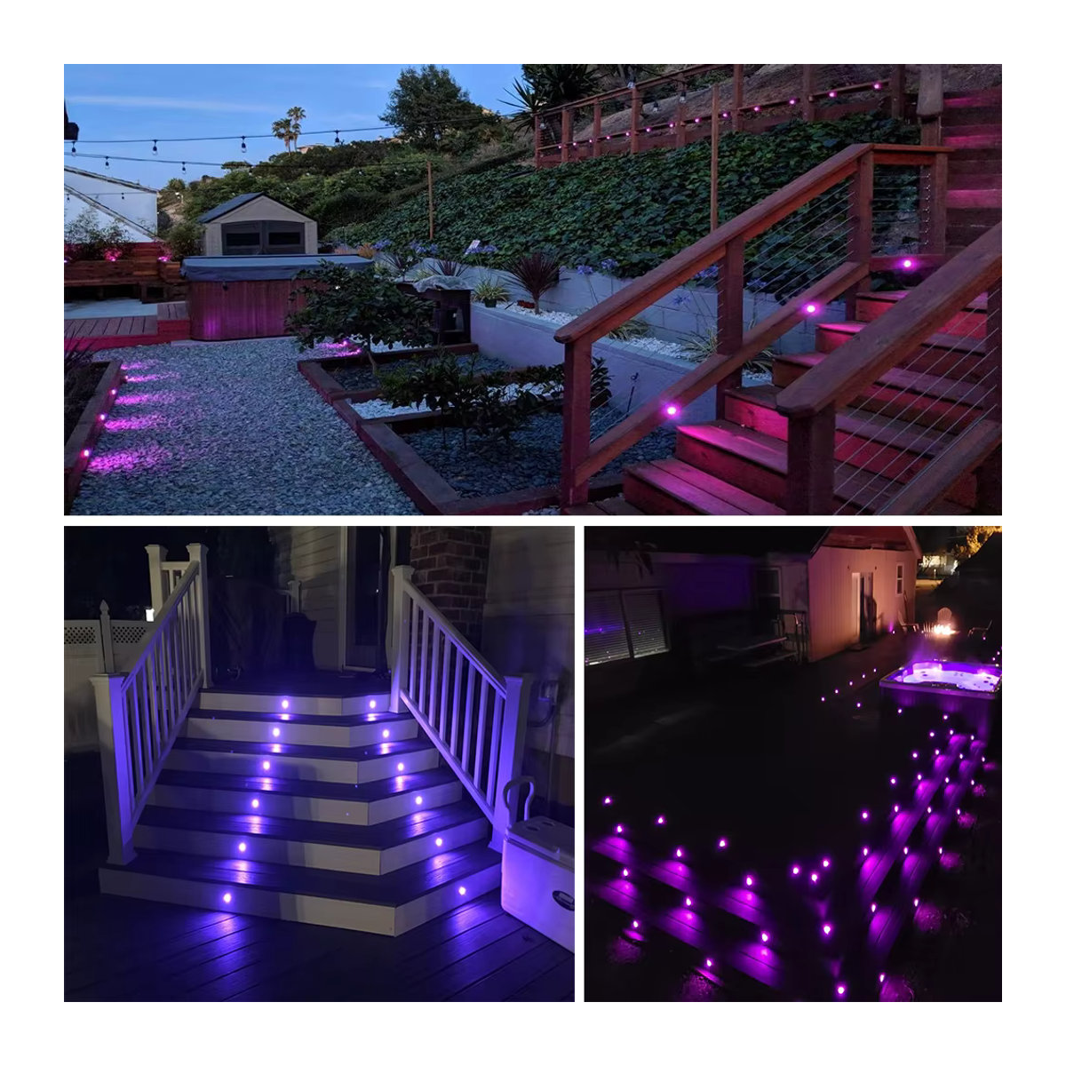 20er-Pack QACA LED WIFI RGB Außenbeleuchtung für Terrasse und Garten in Silber, Einbau-Treppenbeleuchtung DC12V 1W, Durchmesser: 45 mm - Bild 2