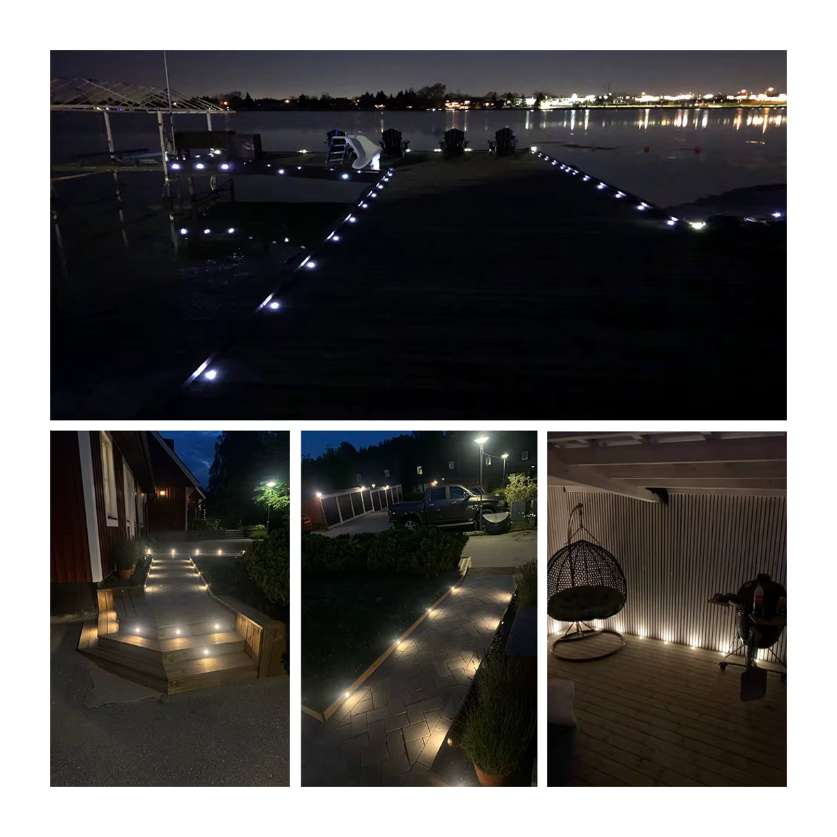20er-Pack QACA LED WIFI RGB Außenbeleuchtung für Terrasse und Garten in Silber, Einbau-Treppenbeleuchtung DC12V 1W, Durchmesser: 45 mm - Bild 3