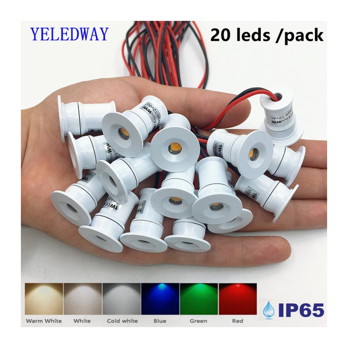 20er Set YELEDWAY LED Einbaustrahler Weiß, dimmbare 1W Downlights aus Aluminium für Küche, Schrank und Treppen - Bild 1
