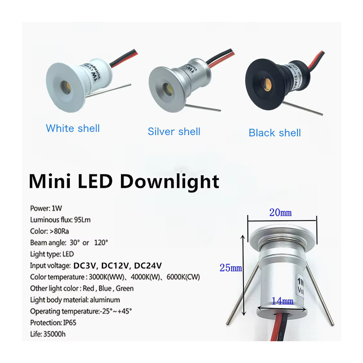20er Set YELEDWAY LED Einbaustrahler Weiß, dimmbare 1W Downlights aus Aluminium für Küche, Schrank und Treppen - Bild 3