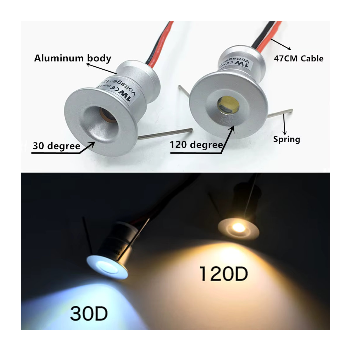 20er Set YELEDWAY LED Einbaustrahler Weiß, dimmbare 1W Downlights aus Aluminium für Küche, Schrank und Treppen - Bild 4