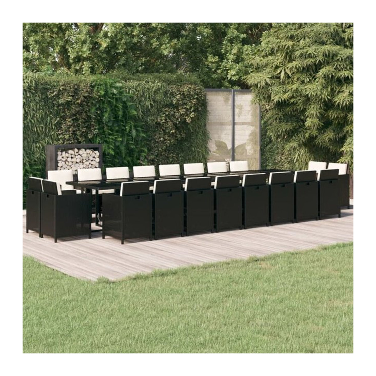 21-teilige moderne Garten-Essgruppe aus Poly-Rattan mit Kissen in Schwarz und Creme von vidaxl - Bild 1