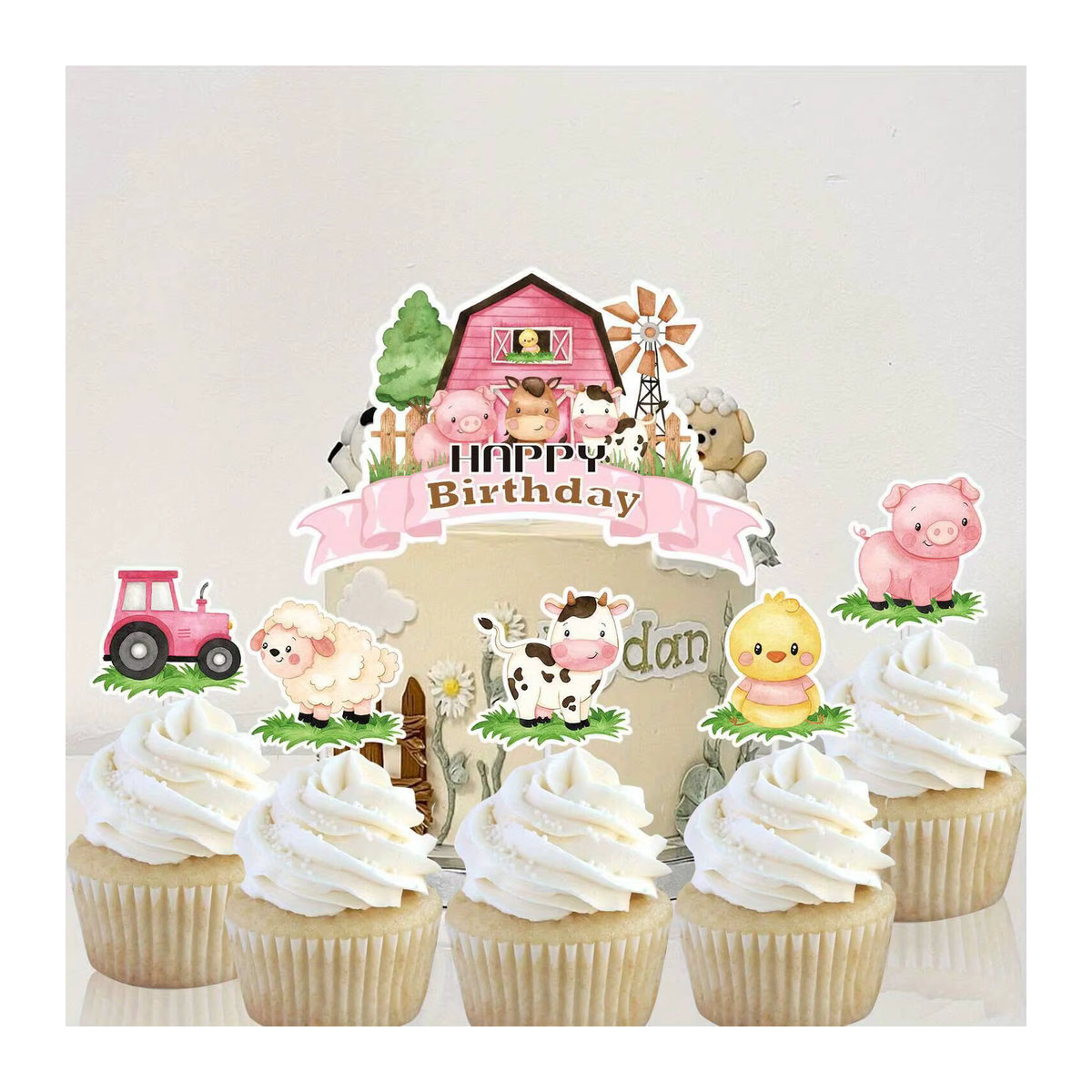 22 Stück Bauernhof Tier Kuchen Topper Set mit Schaf, Schwein und Kuh für Kindergeburtstage und Party-Dekoration, mehrfarbig aus Papier - Bild 3