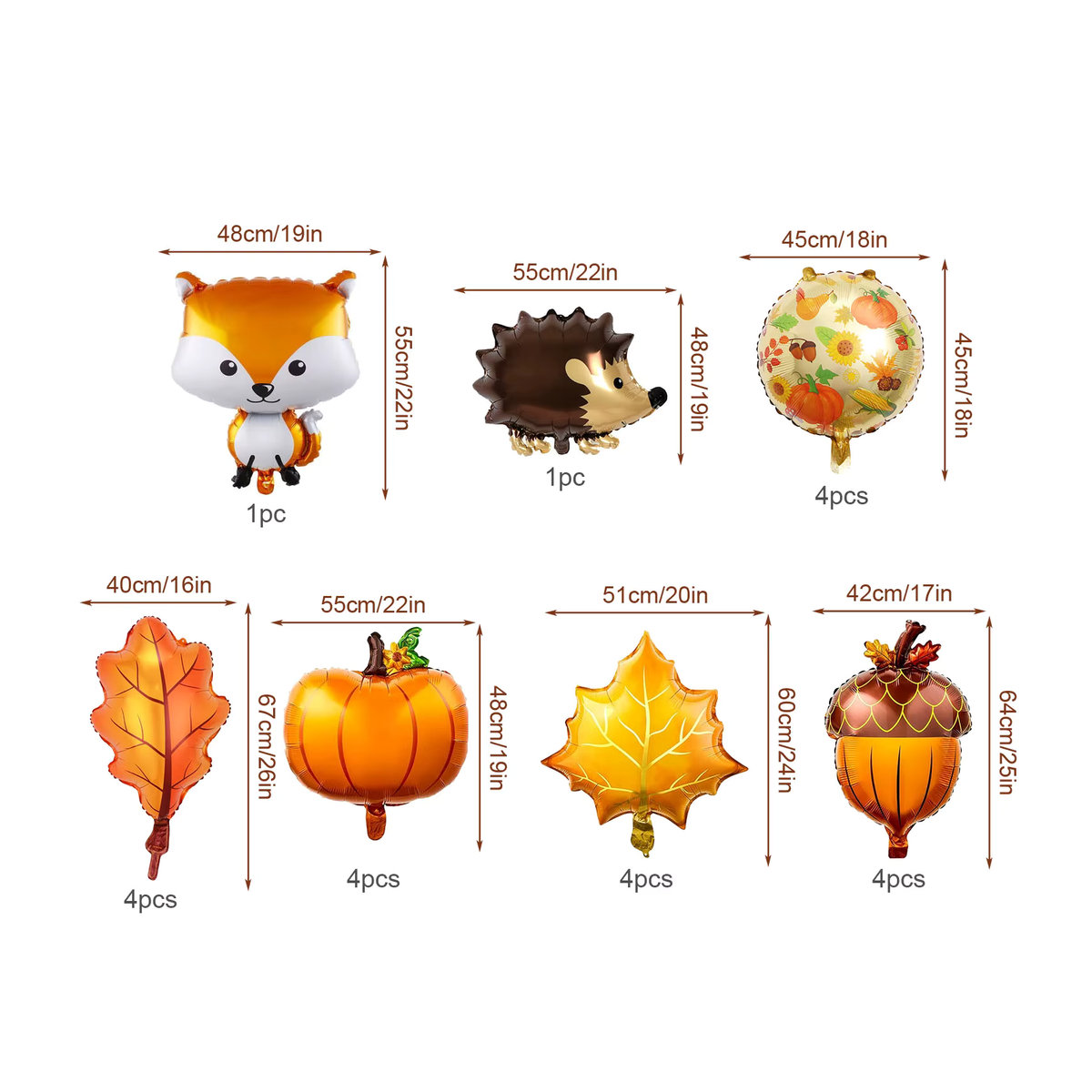22 Stück Herbst Luftballons Set mit Ahornblättern und Kürbissen in Orange für Hochzeit, Geburtstag oder Thanksgiving Dekoration - Bild 2