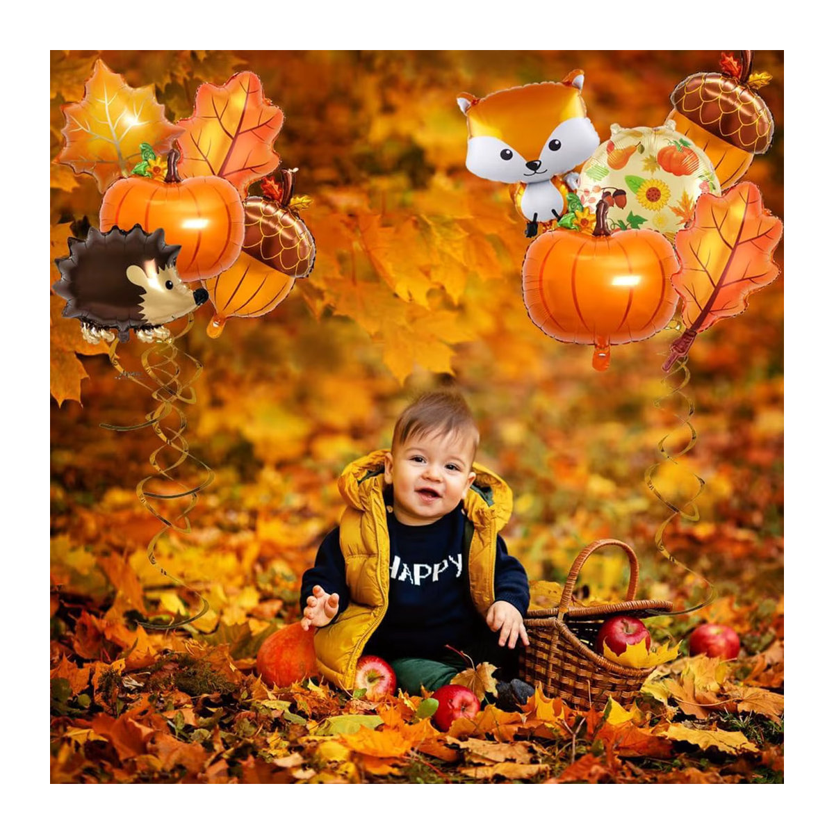 22 Stück Herbst Luftballons Set mit Ahornblättern und Kürbissen in Orange für Hochzeit, Geburtstag oder Thanksgiving Dekoration - Bild 3