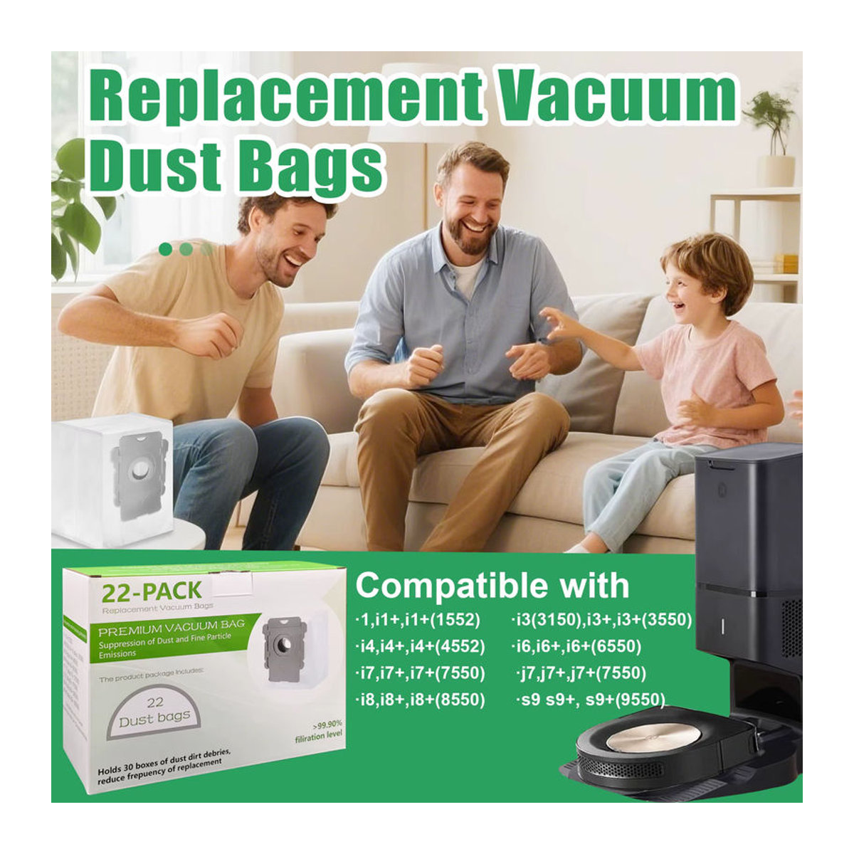 22 Stück Staubsaugerbeutel von Heloxyo kompatibel mit iRobot Roomba i7 i7+ i3 i3+ i8 i8+ j5+ i5+ i4 i4+ i1+ i6 i6+ j7 j7+ s9 s9 Plus in Weiß - Bild 3