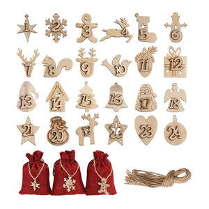 24 rustikale Holz-Labels für deinen Adventskalender in Beige zum Aufhängen für DIY-Geschenkbeutel