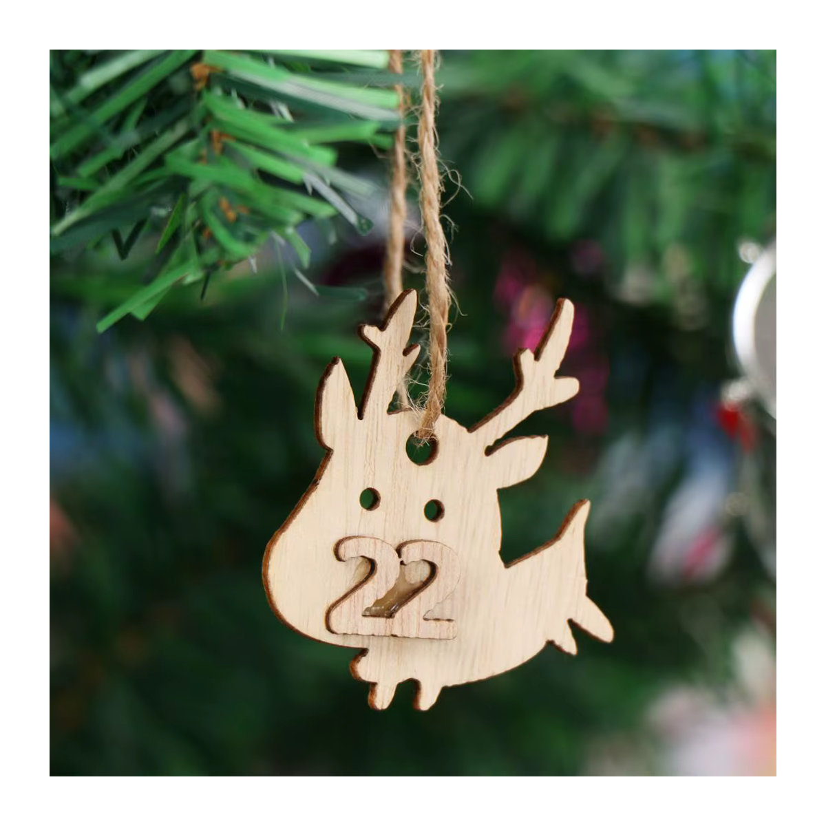 24 rustikale Holz-Labels für deinen Adventskalender in Beige zum Aufhängen für DIY-Geschenkbeutel - Bild 4