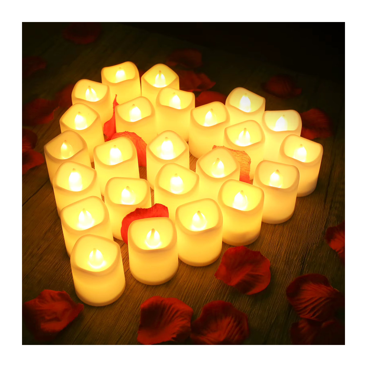 24 Stück batteriebetriebene LED-Votivkerzen in Warmweiß mit Flackereffekt, elektrische zylindrische Teelichter aus Kunststoff, Durchmesser: 4,2 cm, Höhe: 3,6 cm - Bild 2