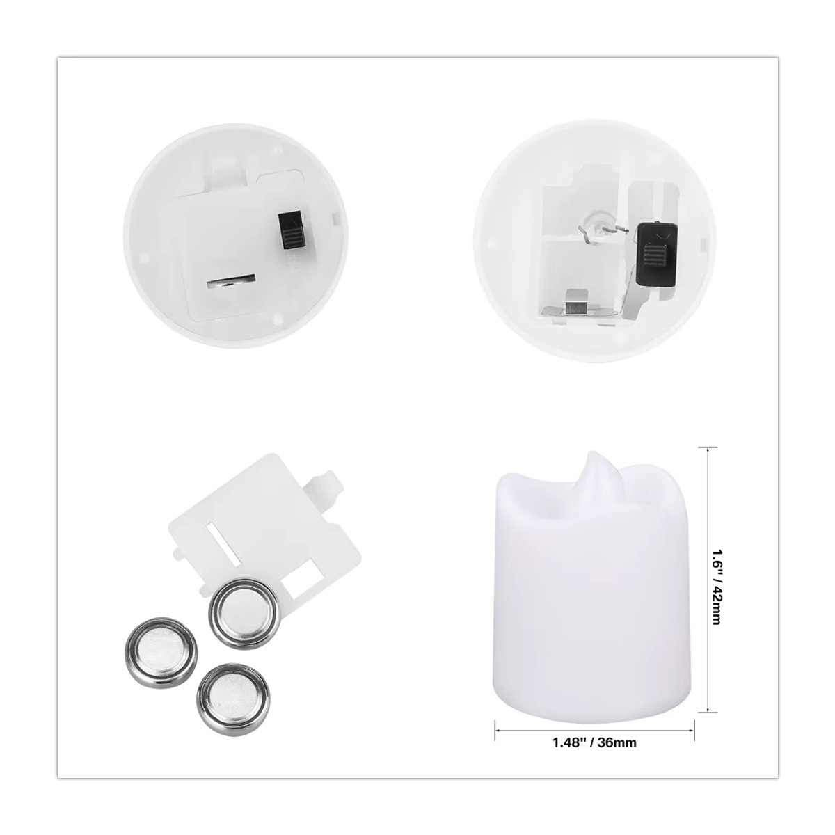 24 Stück batteriebetriebene LED-Votivkerzen in Warmweiß mit Flackereffekt, elektrische zylindrische Teelichter aus Kunststoff, Durchmesser: 4,2 cm, Höhe: 3,6 cm - Bild 5
