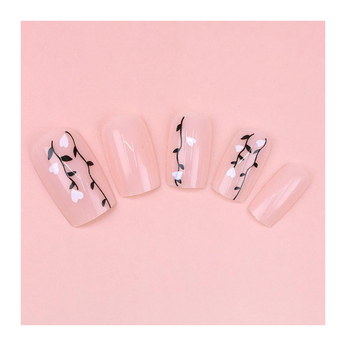 24 Stück False Nails Gorgeous Maniküre Set mit floralem Design in Rosa und Weiß aus Kunstharz und Acryl - Bild 2