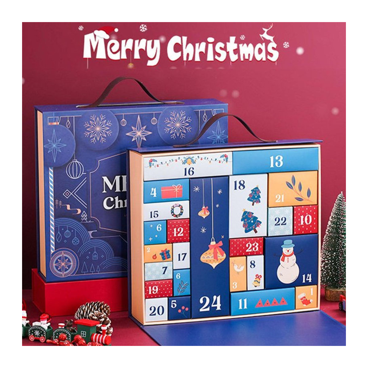 24 Stück leere Adventskalenderboxen aus Papier mit floralem Design in Mehrfarbig für den Weihnachts-Countdown - Bild 1
