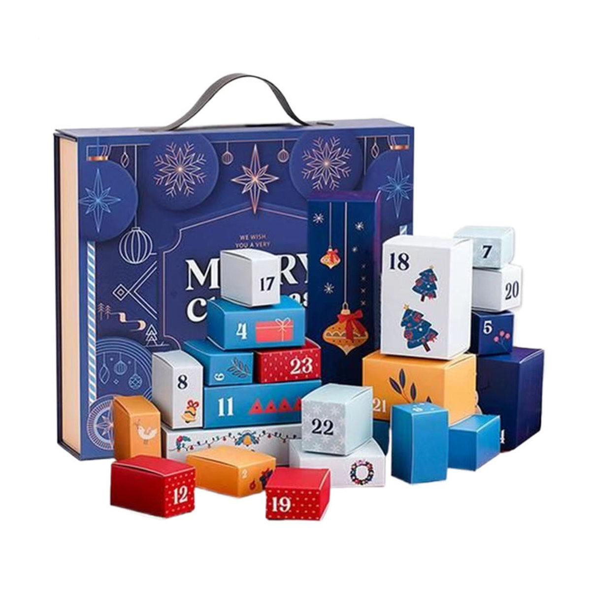 24 Stück leere Adventskalenderboxen aus Papier mit floralem Design in Mehrfarbig für den Weihnachts-Countdown - Bild 3