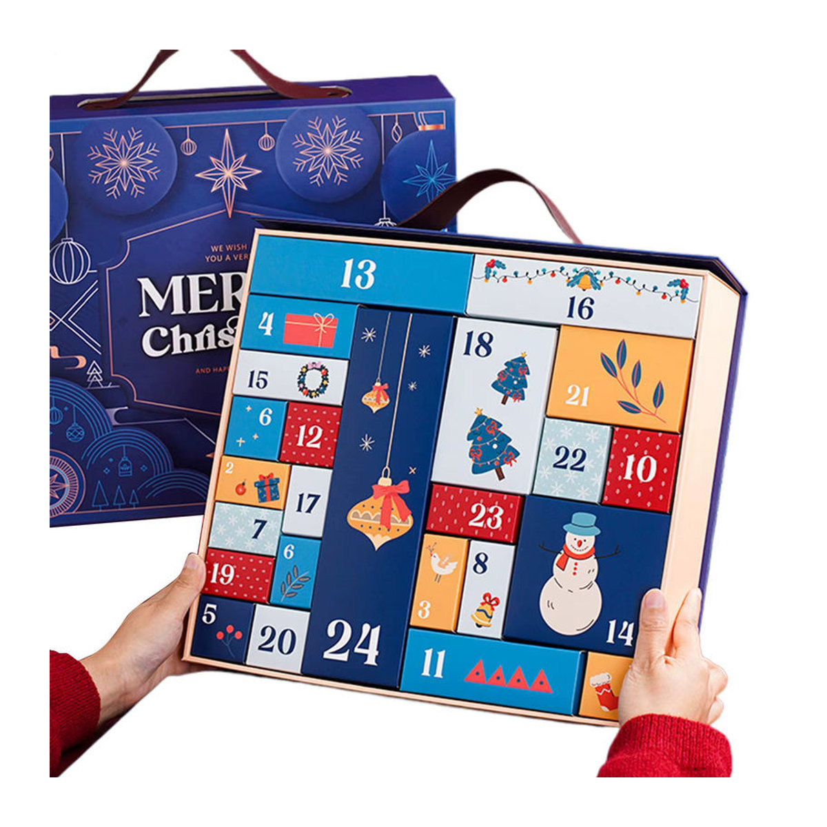 24 Stück leere Adventskalenderboxen aus Papier mit floralem Design in Mehrfarbig für den Weihnachts-Countdown - Bild 4