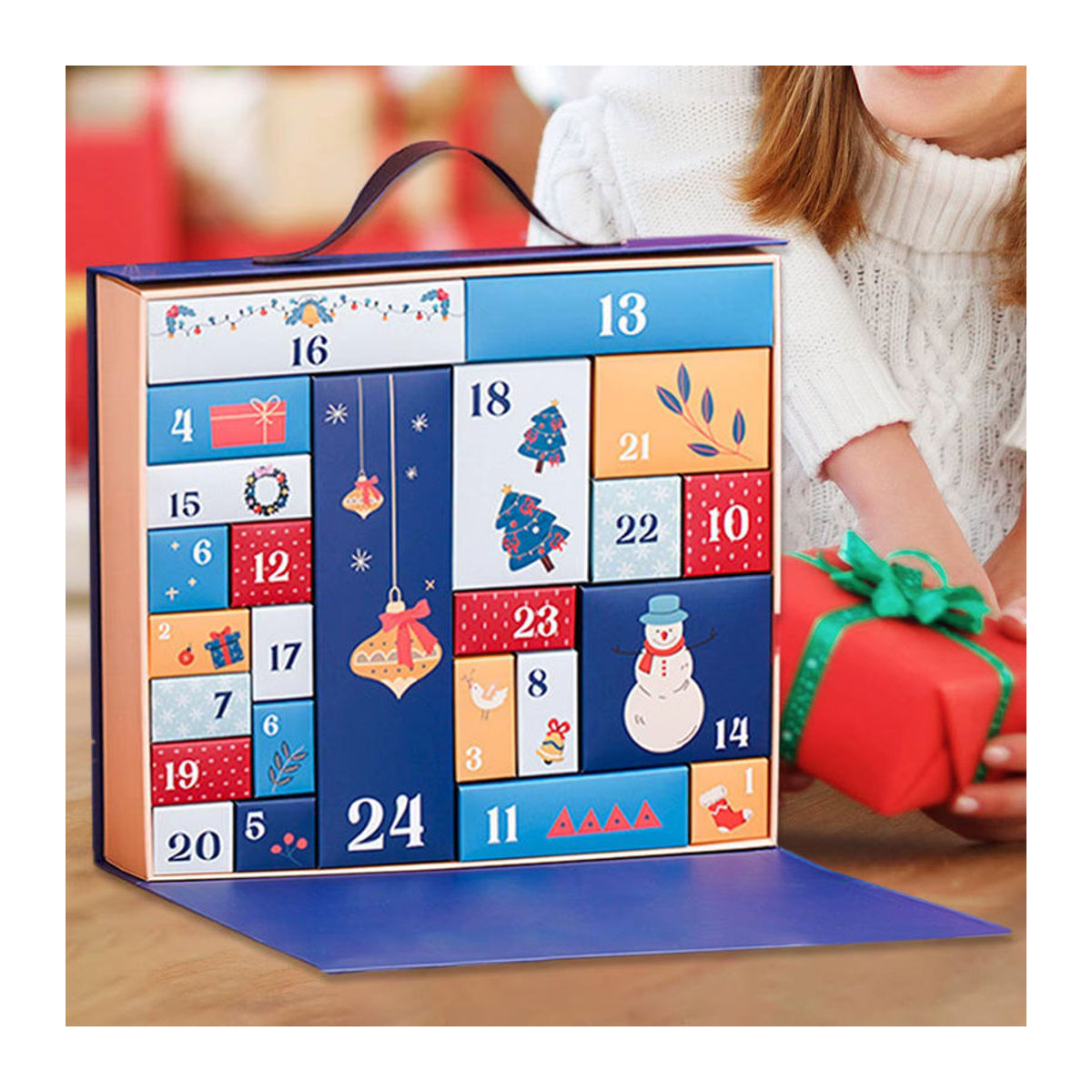 24 Stück leere Adventskalenderboxen aus Papier mit floralem Design in Mehrfarbig für den Weihnachts-Countdown - Bild 5