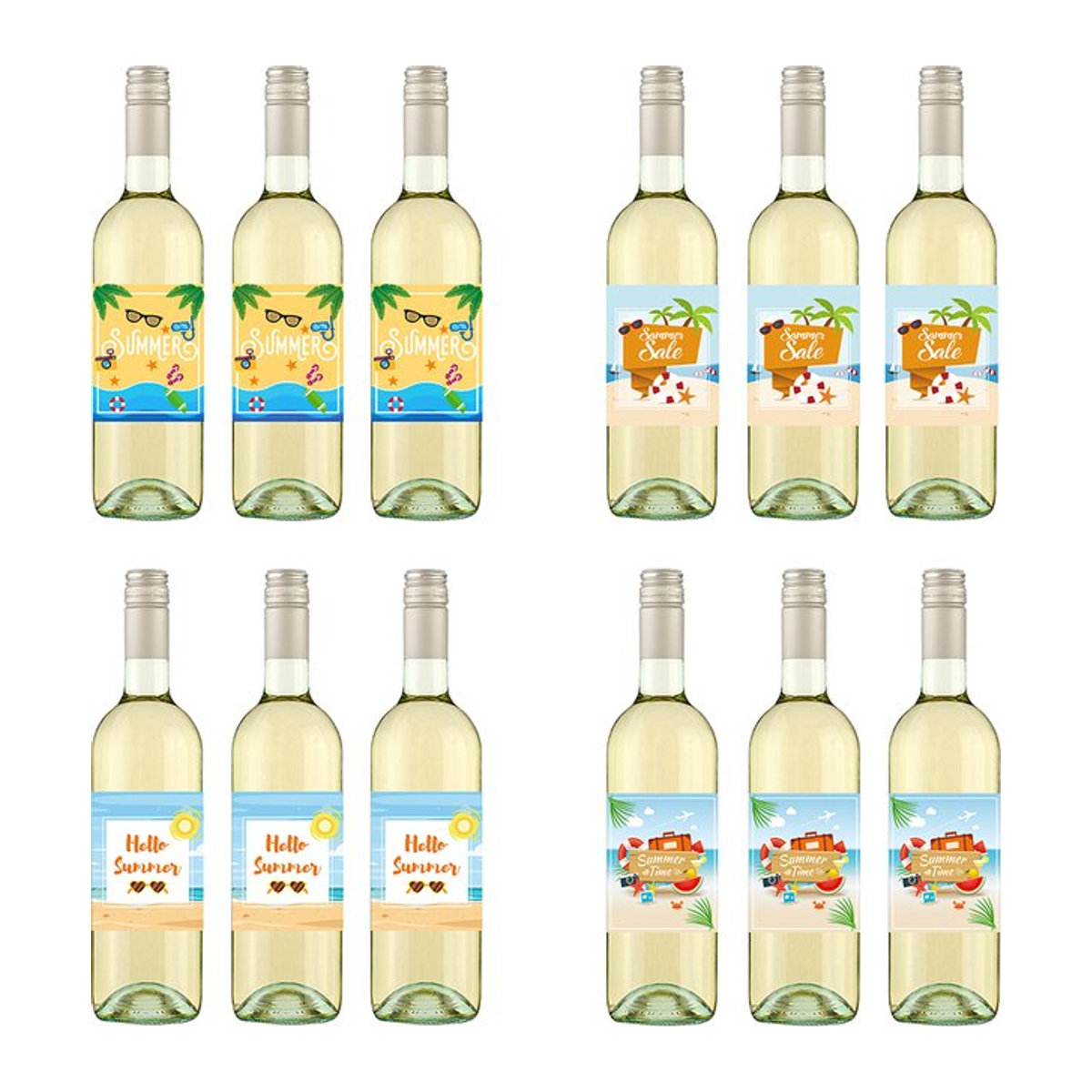 24 Stück meidding Hallo Sommer Weinflaschenaufkleber, dekorative maritime Aufkleber für Wein und Getränke, mehrfarbig - Bild 1
