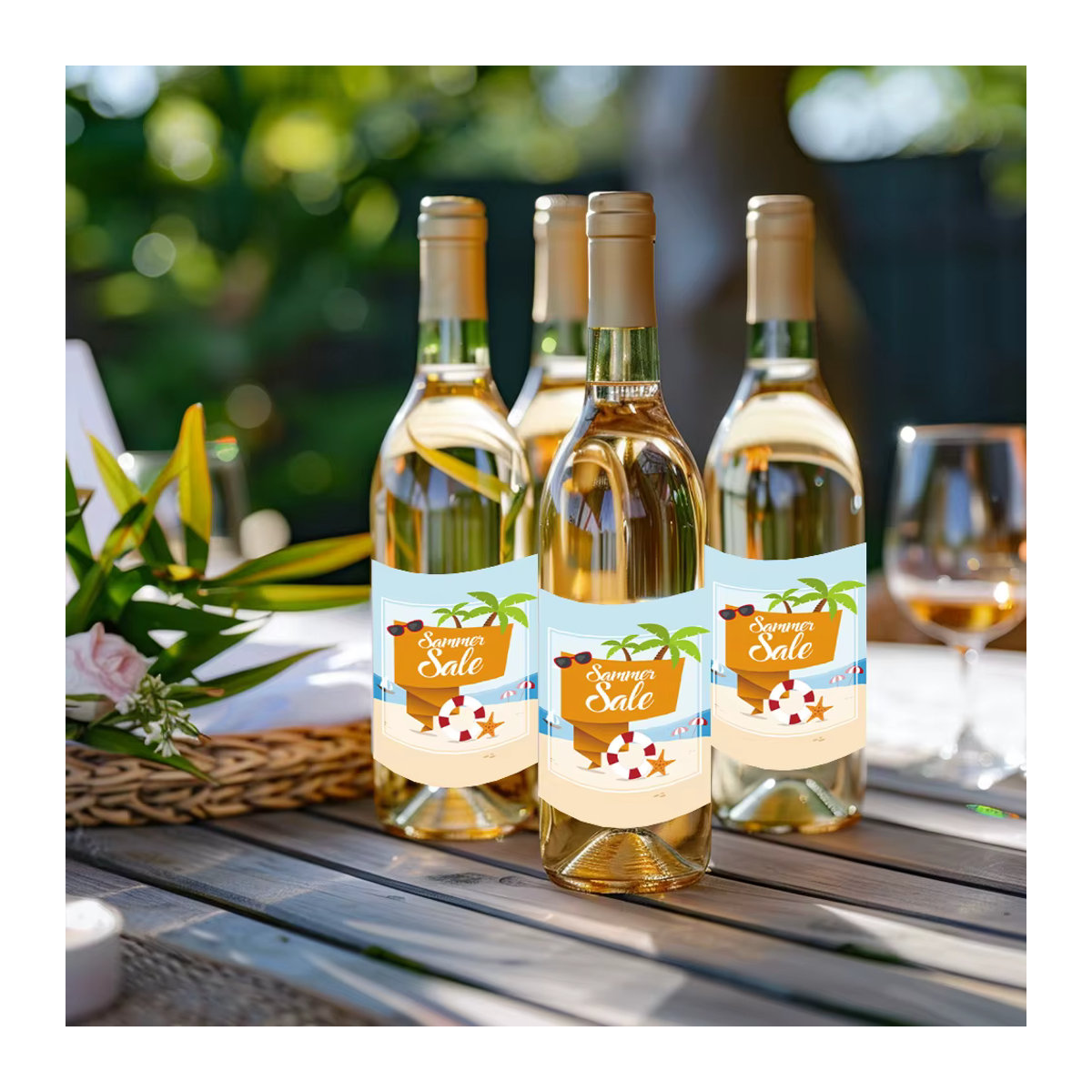 24 Stück meidding Hallo Sommer Weinflaschenaufkleber, dekorative maritime Aufkleber für Wein und Getränke, mehrfarbig - Bild 4
