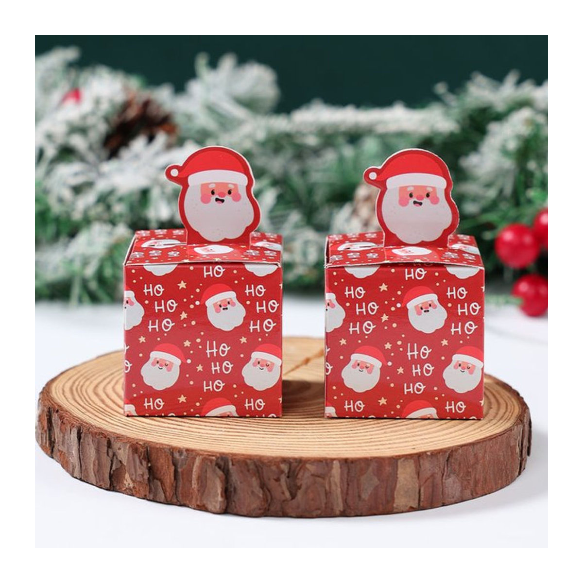 24 Stück PATIMATE Weihnachts Süßigkeiten Boxen aus Papier in Rot mit floralem Design für Kinder und Dekoration - Bild 1