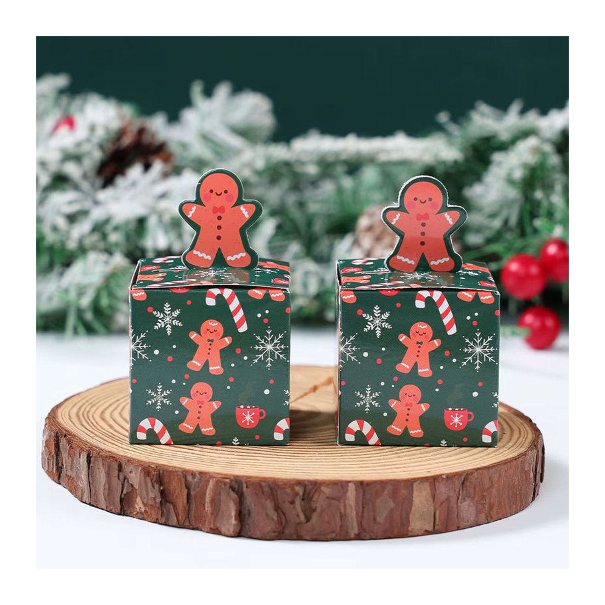 24 Stück PATIMATE Weihnachts Süßigkeiten Boxen aus Papier in Rot mit floralem Design für Kinder und Dekoration - Bild 2