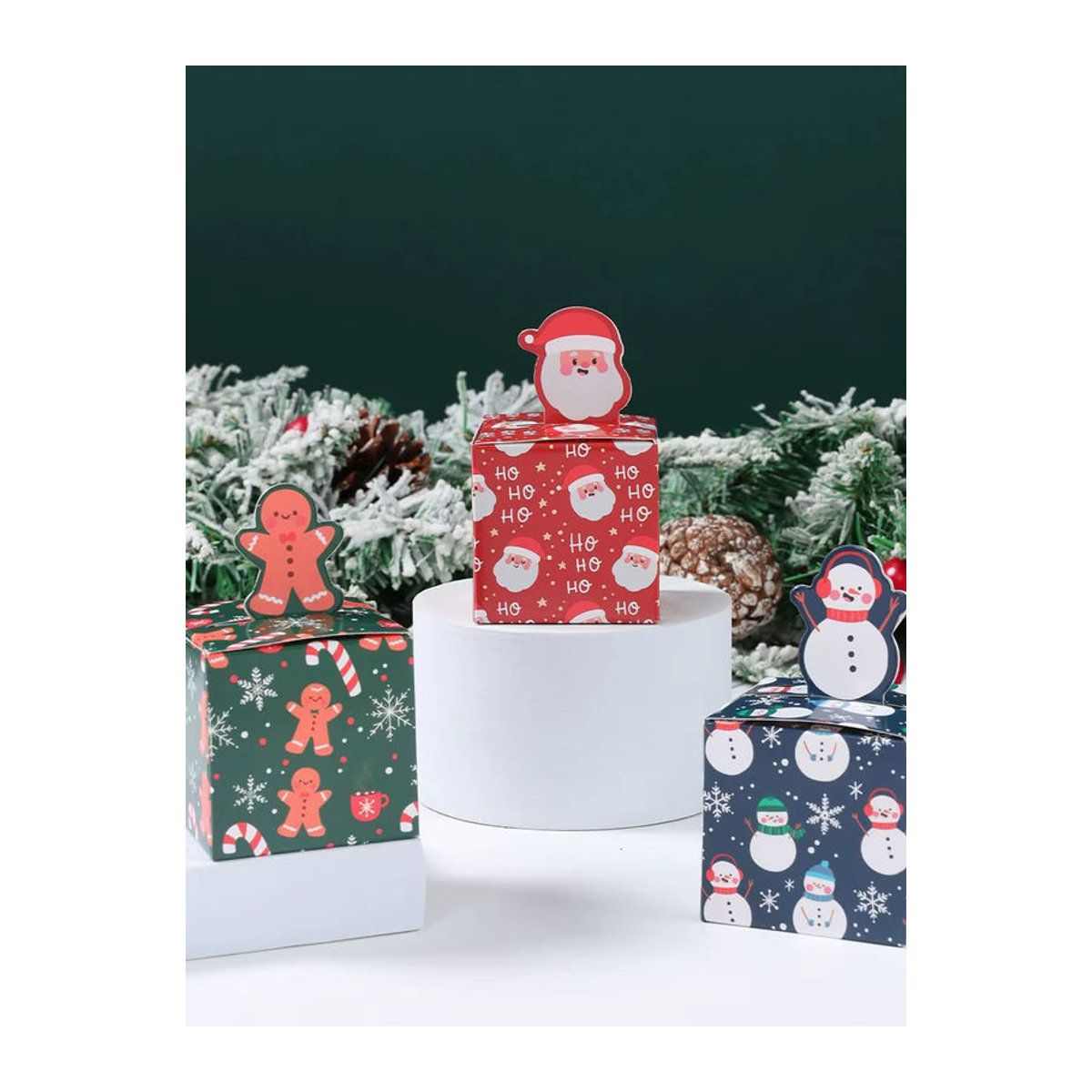 24 Stück PATIMATE Weihnachts Süßigkeiten Boxen aus Papier in Rot mit floralem Design für Kinder und Dekoration - Bild 5