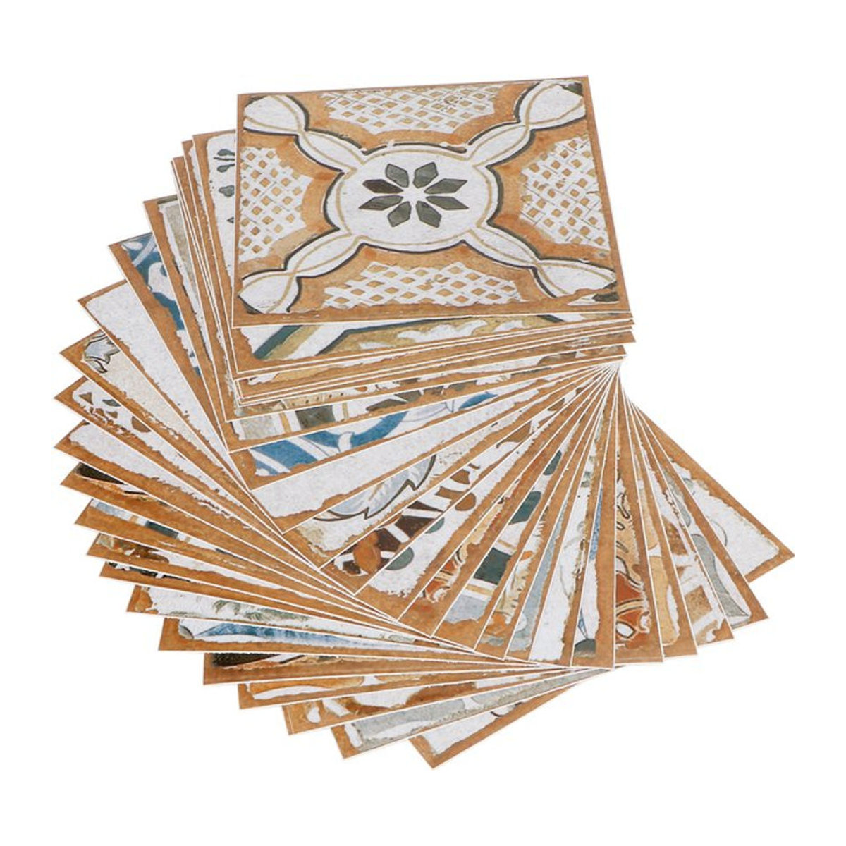 24 Stück Wanda Selbstklebende Fliesenaufkleber von TOPINCN in Mehrfarbig, Geometrisches Vintage Design, Wasserfest und Ölbeständig für deine Küchen-Dekoration - Bild 1