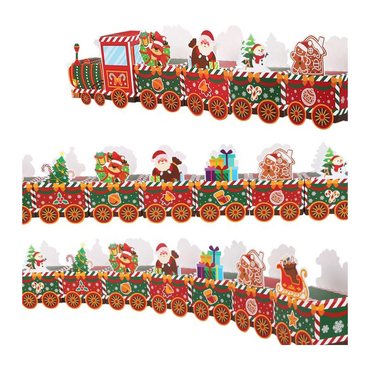 24 Stück ZQNYCY Weihnachtliche Geschenkboxen in Zugform als Adventskalender für Süßigkeiten und Kekse, Mehrfarbig, aus Papier - Bild 1